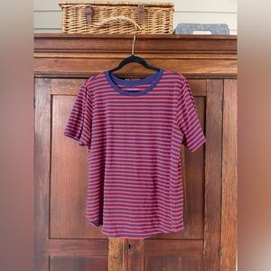 Universal Standard Red and Blue Striped Short Sleeve Tee